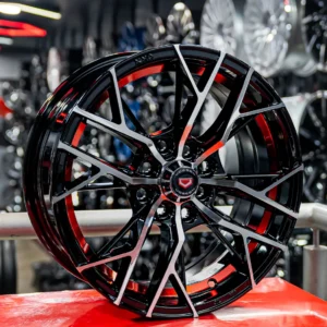 AROS RIN 15 - 8X100/114 - ET38 - NEGRO / PULIDO / ROJO